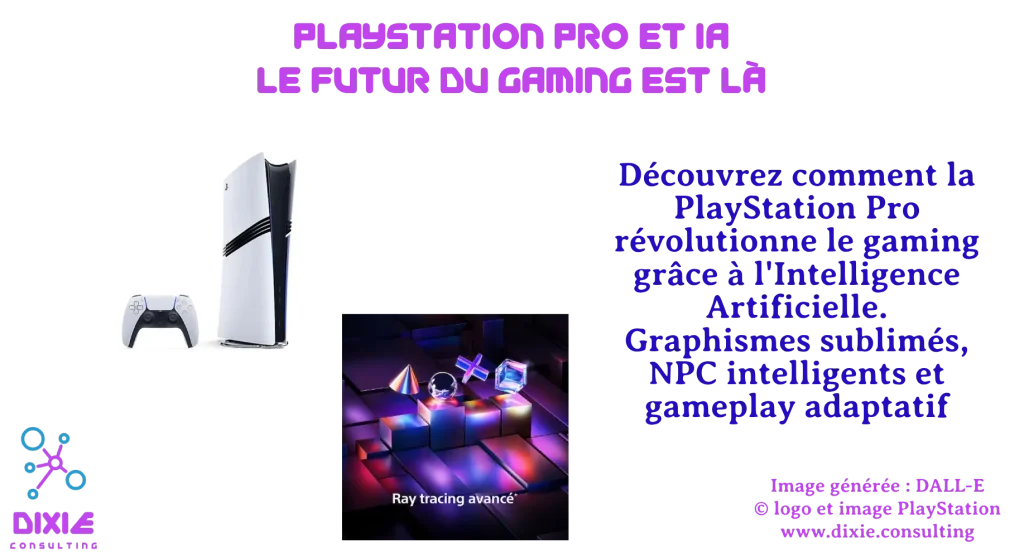 Console PlayStation 5 Pro émettant des hologrammes de jeux alimentés par l'IA