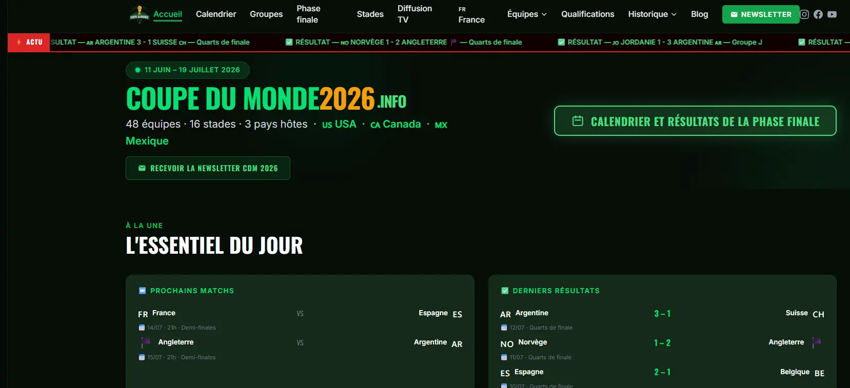 Capture d'écran de la page d'accueil du site coupe-du-monde-2026.info